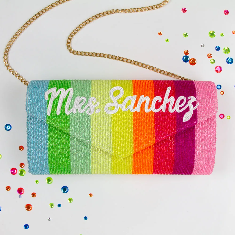 Neon Rainbow Mrs Clutch Bag (ENV)