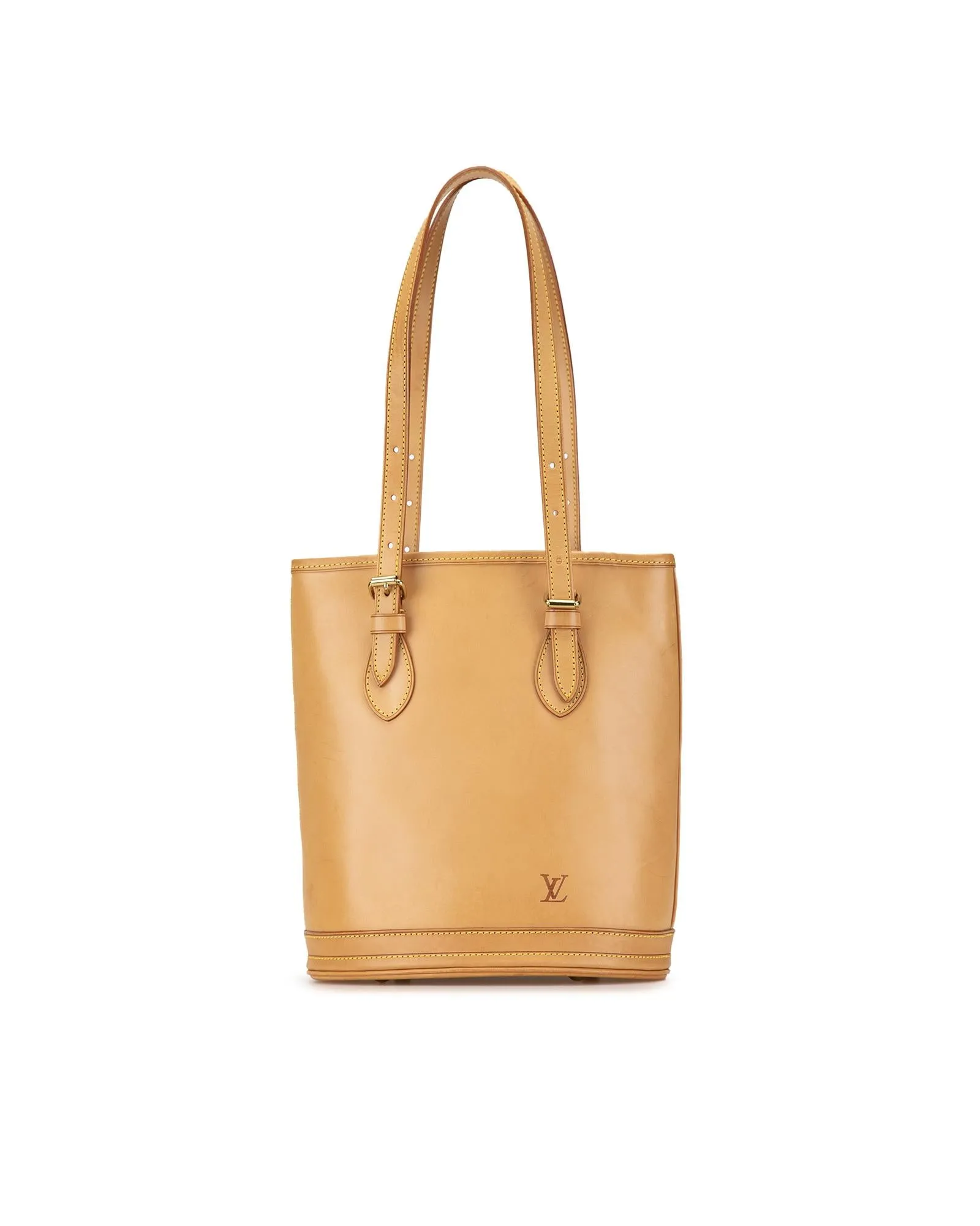 Nomade Petit Bucket Leather Bag with Adjustable Straps and Interior Zip Pockets