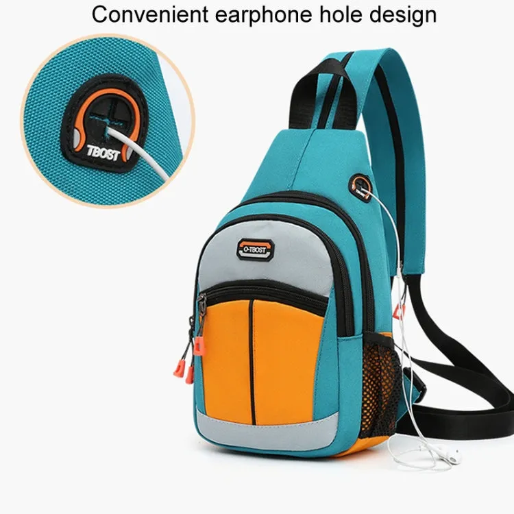 O-TBOST Outdoor Traveling Multifunctional Large Capacity Color Combination Crossbody Bag With Earphone Hole(Green)