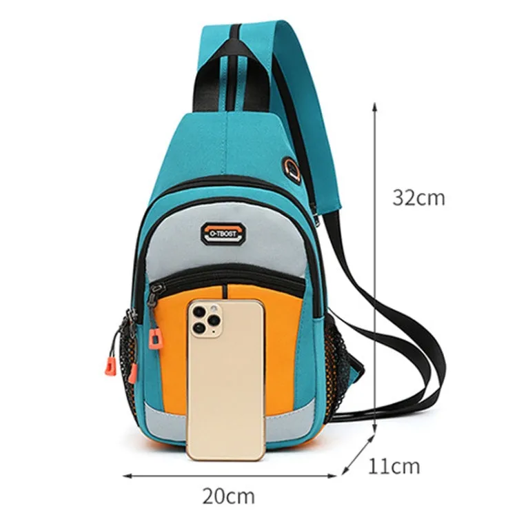 O-TBOST Outdoor Traveling Multifunctional Large Capacity Color Combination Crossbody Bag With Earphone Hole(Green)