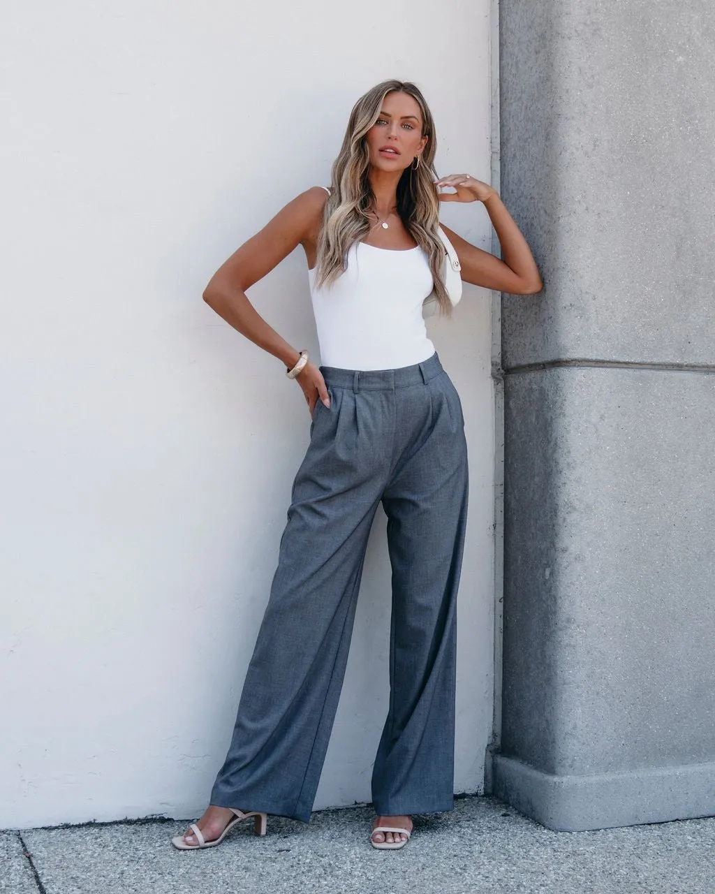 On Your Way Grey Pleated Trousers - FINAL SALE