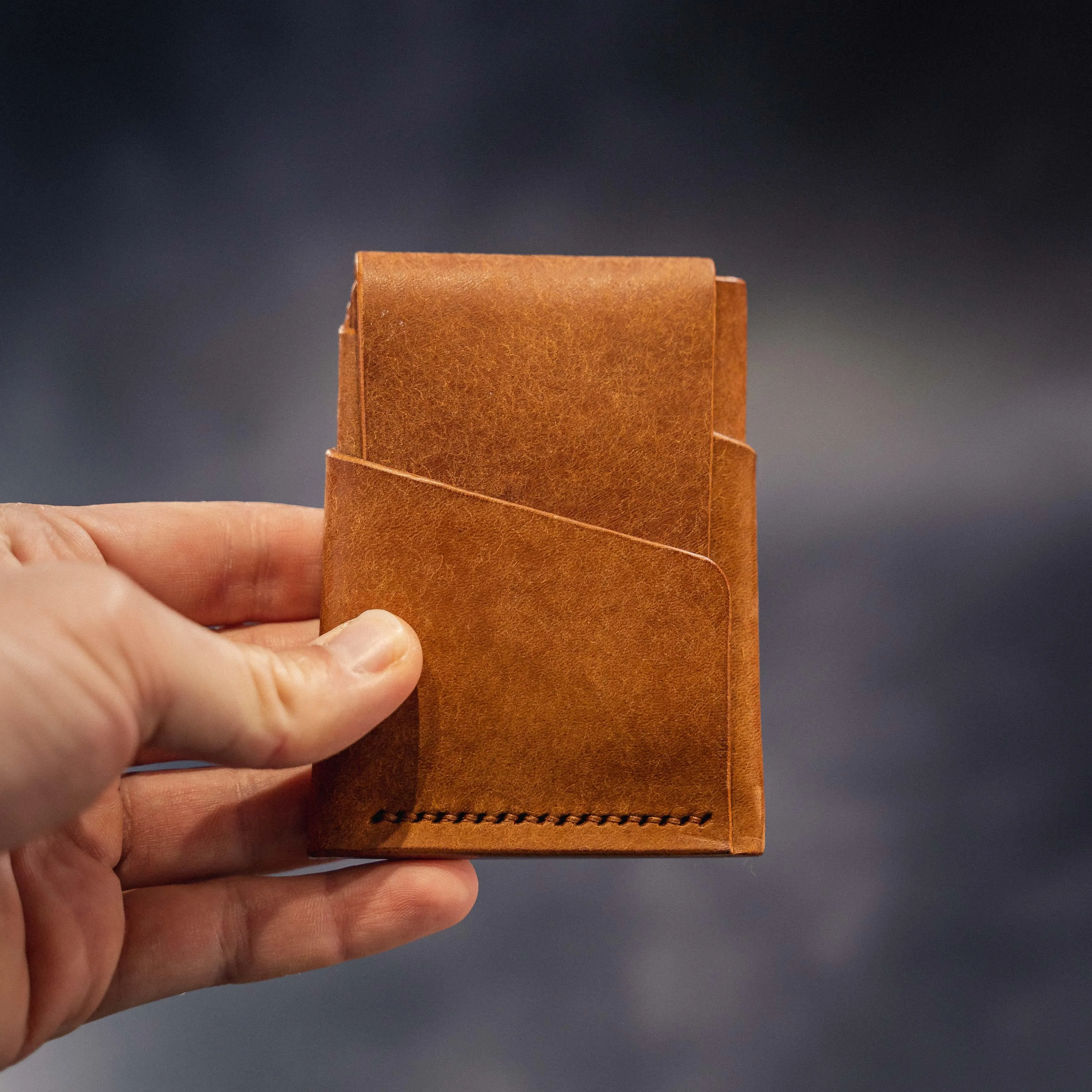 Pembrook 'Fold' Leather Cardholder - Ink Black