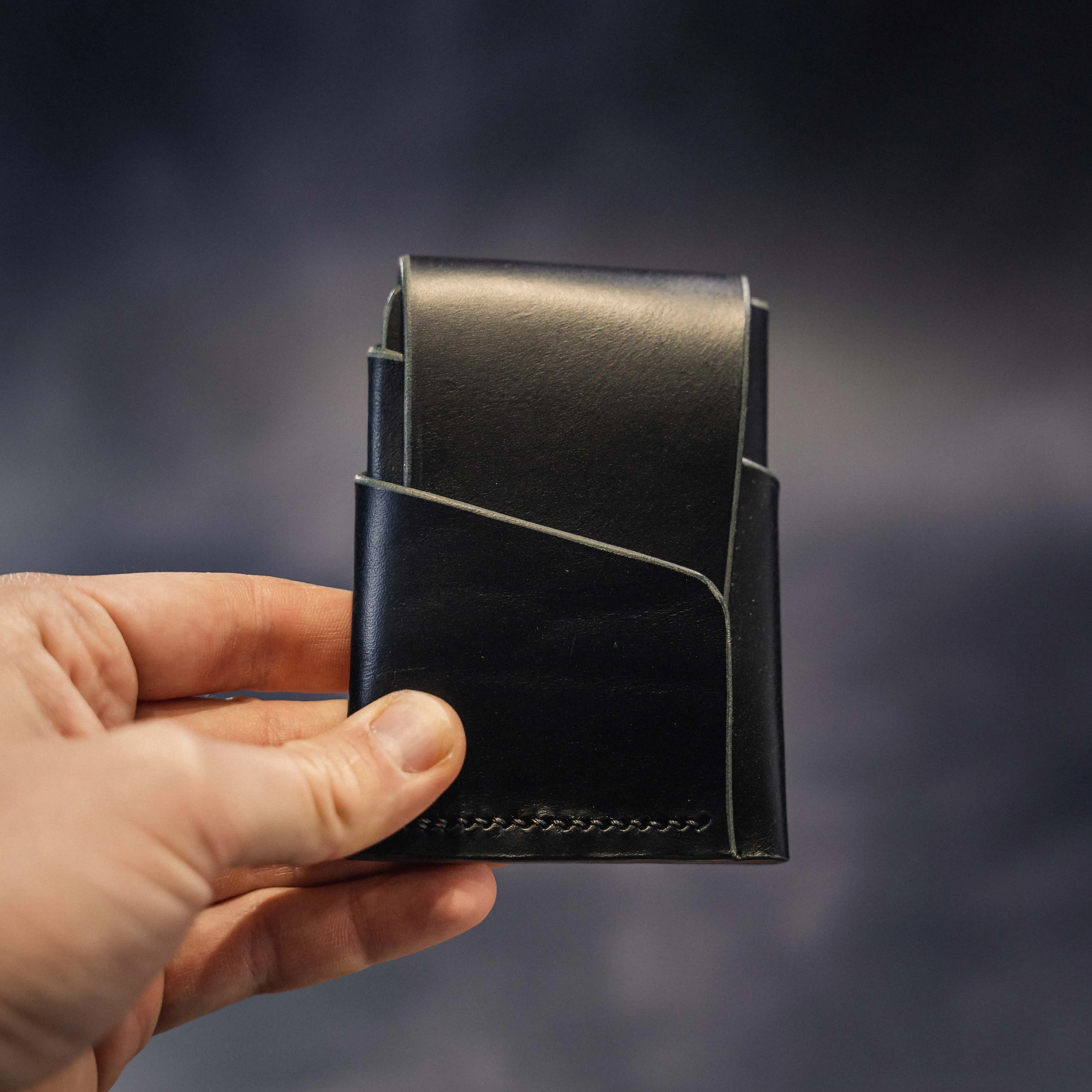 Pembrook 'Fold' Leather Cardholder - Ink Black