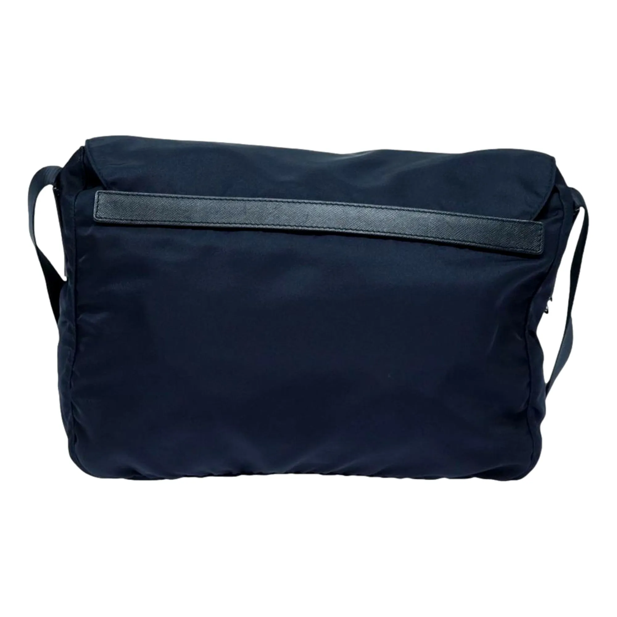 Prada Tessuto Re-Nylon Messenger Crossbody Bag Blue Nero Navy Medium