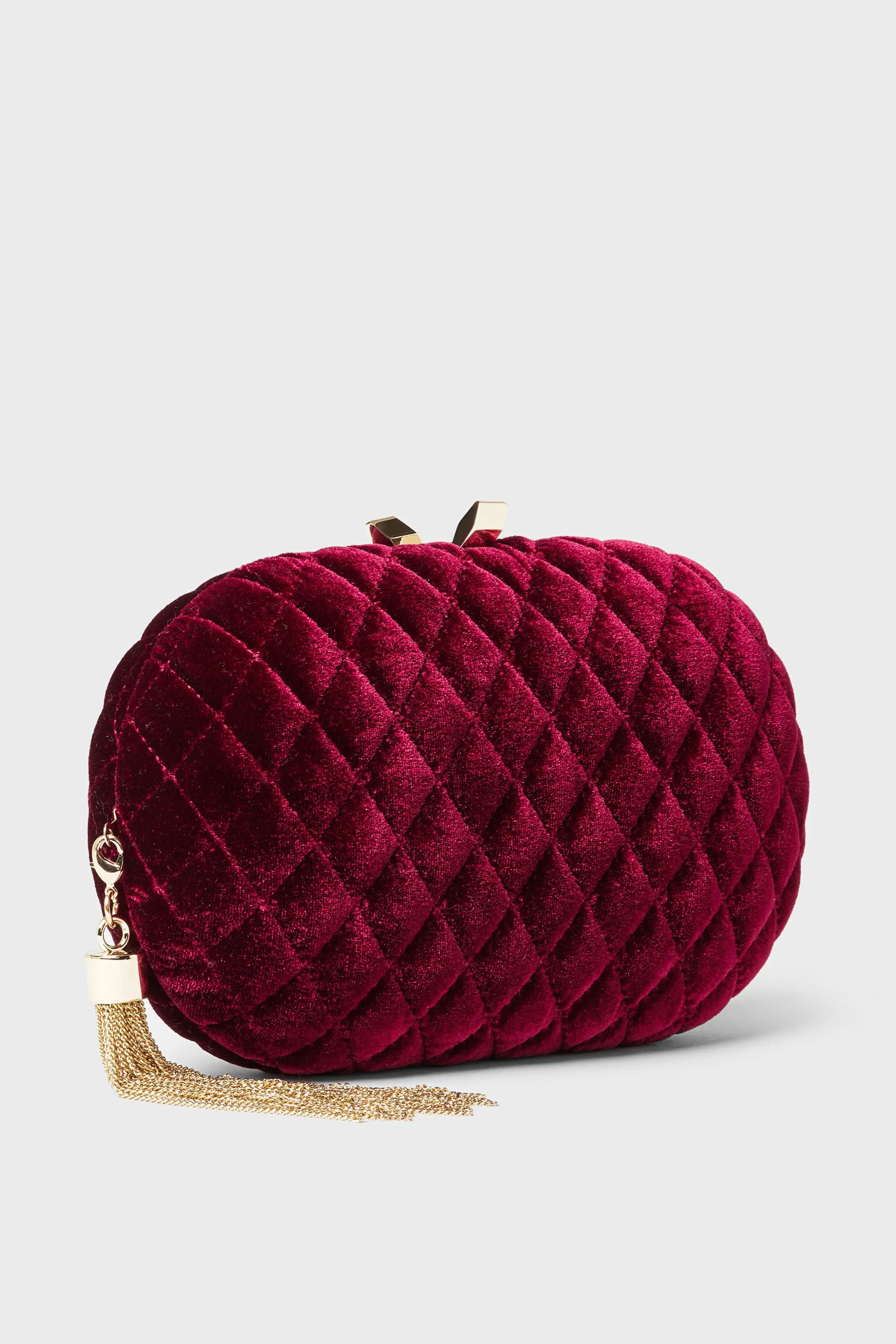 Red Rikki Quilted Velvet Clutch