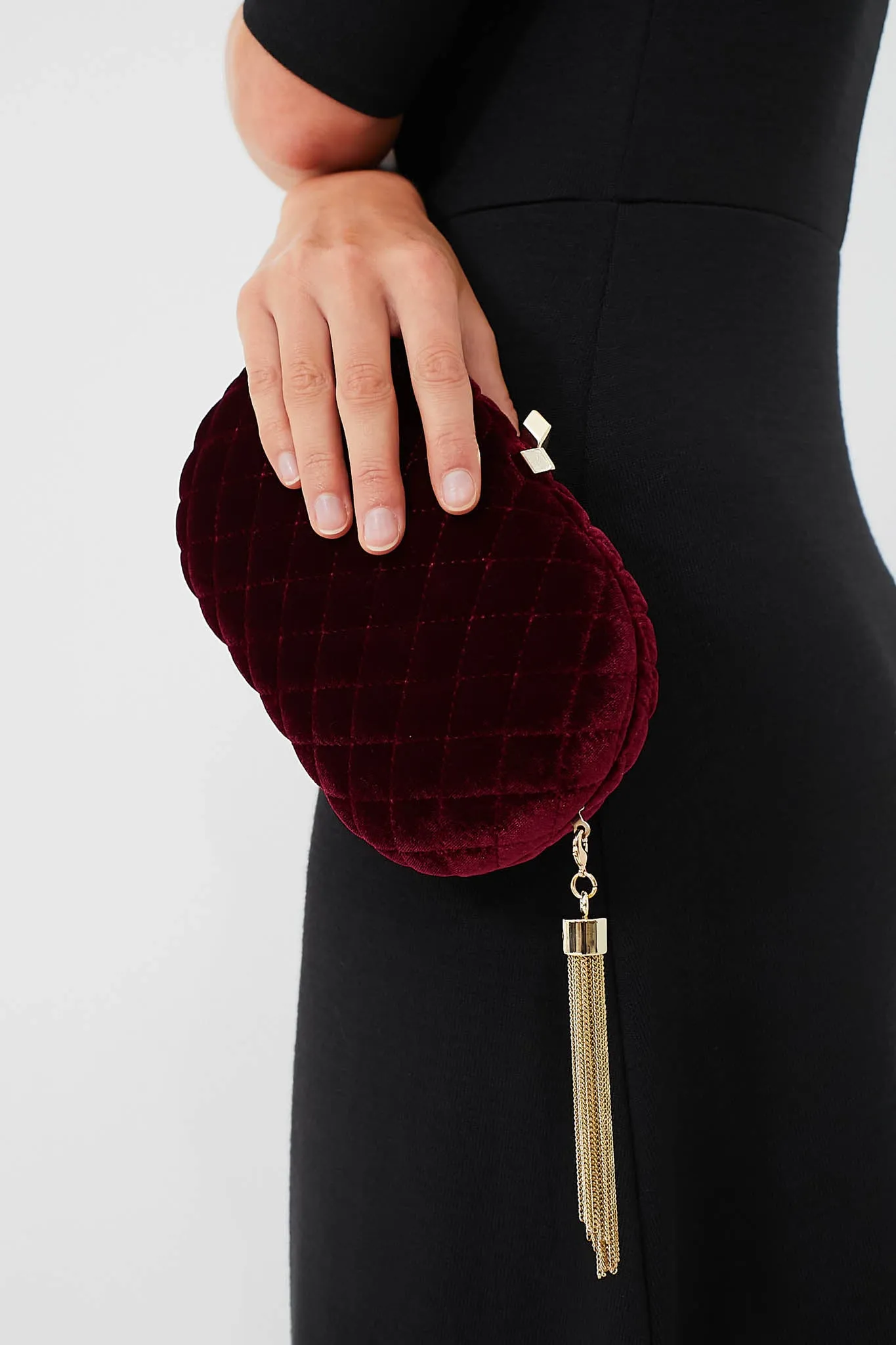 Red Rikki Quilted Velvet Clutch