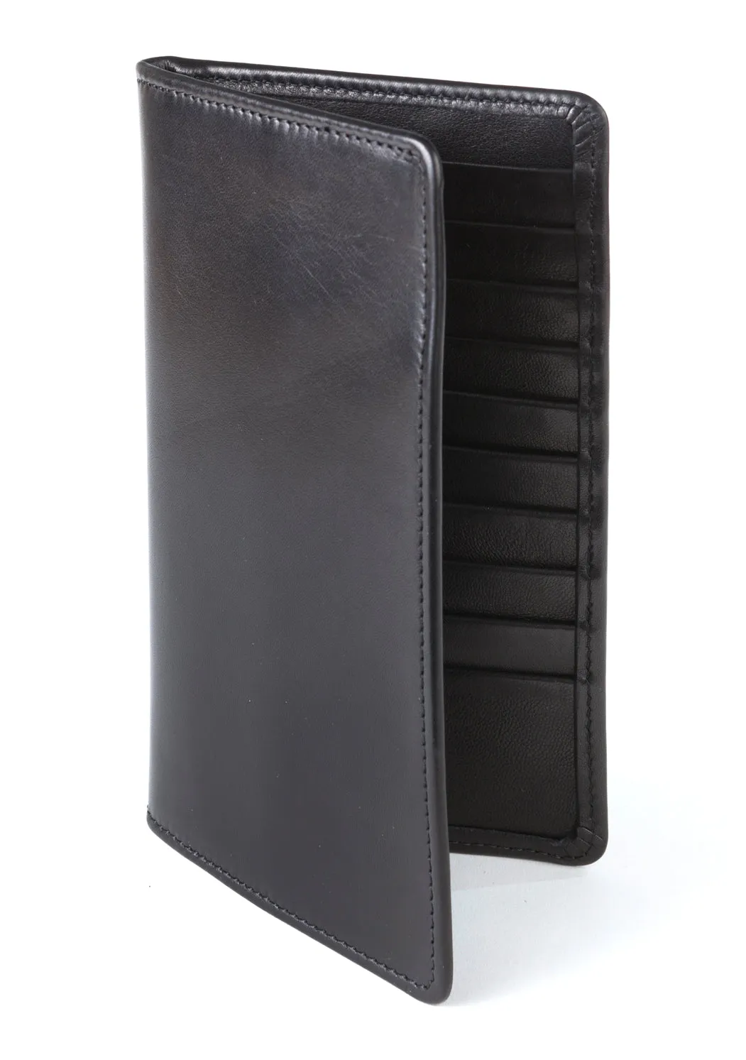 Regent - Tall Leather Wallet - Black Verglass Leather