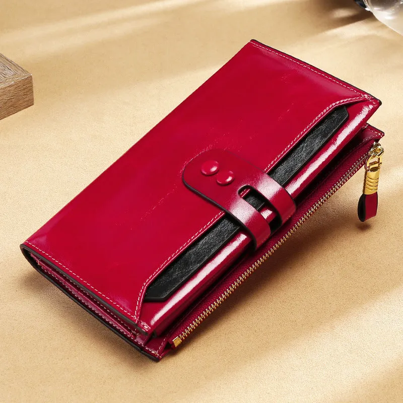 RFID Waxed Multi Cards Leather Wallets For Women W8451