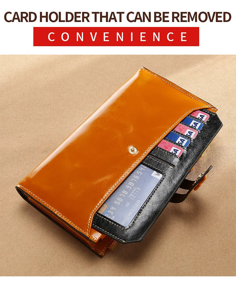 RFID Waxed Multi Cards Leather Wallets For Women W8451