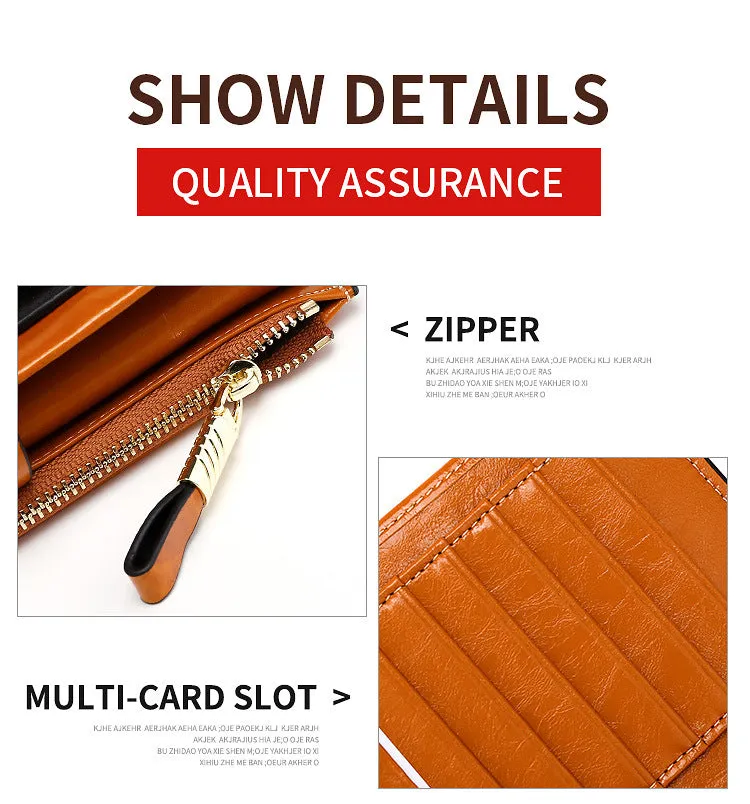 RFID Waxed Multi Cards Leather Wallets For Women W8451