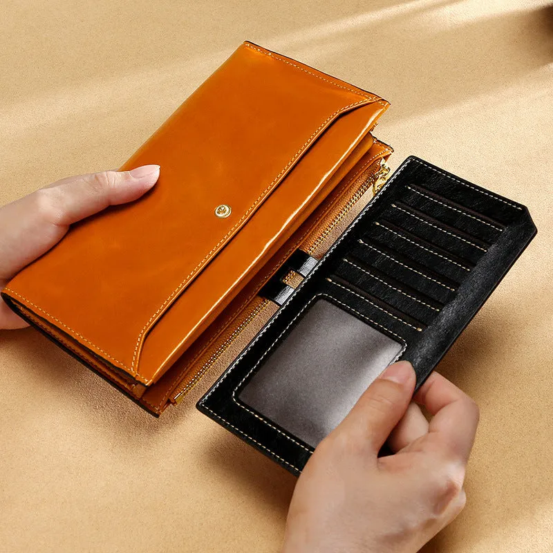 RFID Waxed Multi Cards Leather Wallets For Women W8451