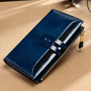 RFID Waxed Multi Cards Leather Wallets For Women W8451