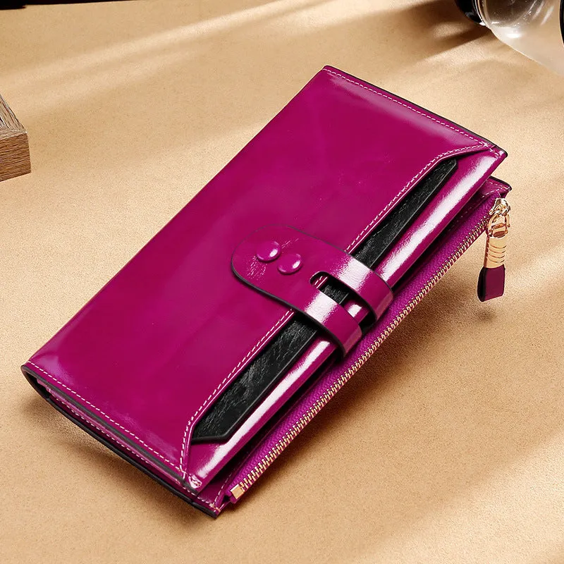 RFID Waxed Multi Cards Leather Wallets For Women W8451