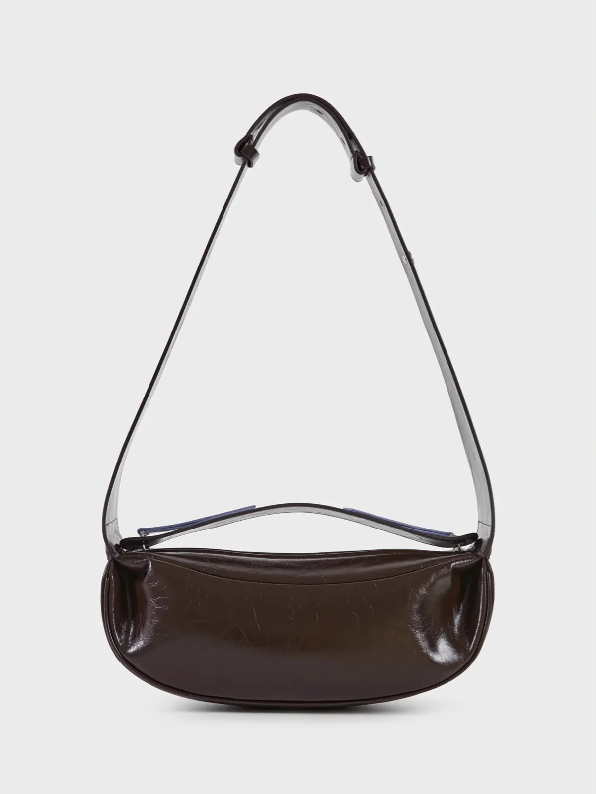 Rock-Burned Biscuit Cowhide Leather Half-Moon Shoulder Bag