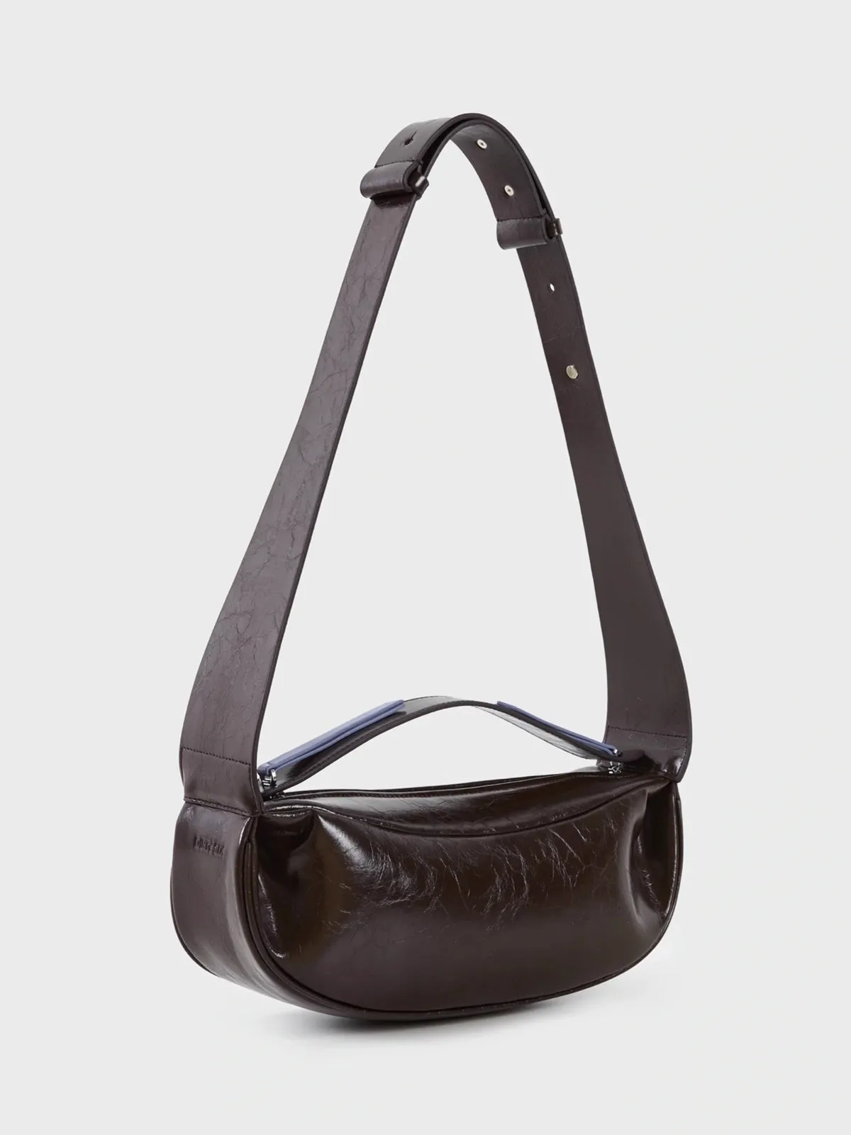 Rock-Burned Biscuit Cowhide Leather Half-Moon Shoulder Bag