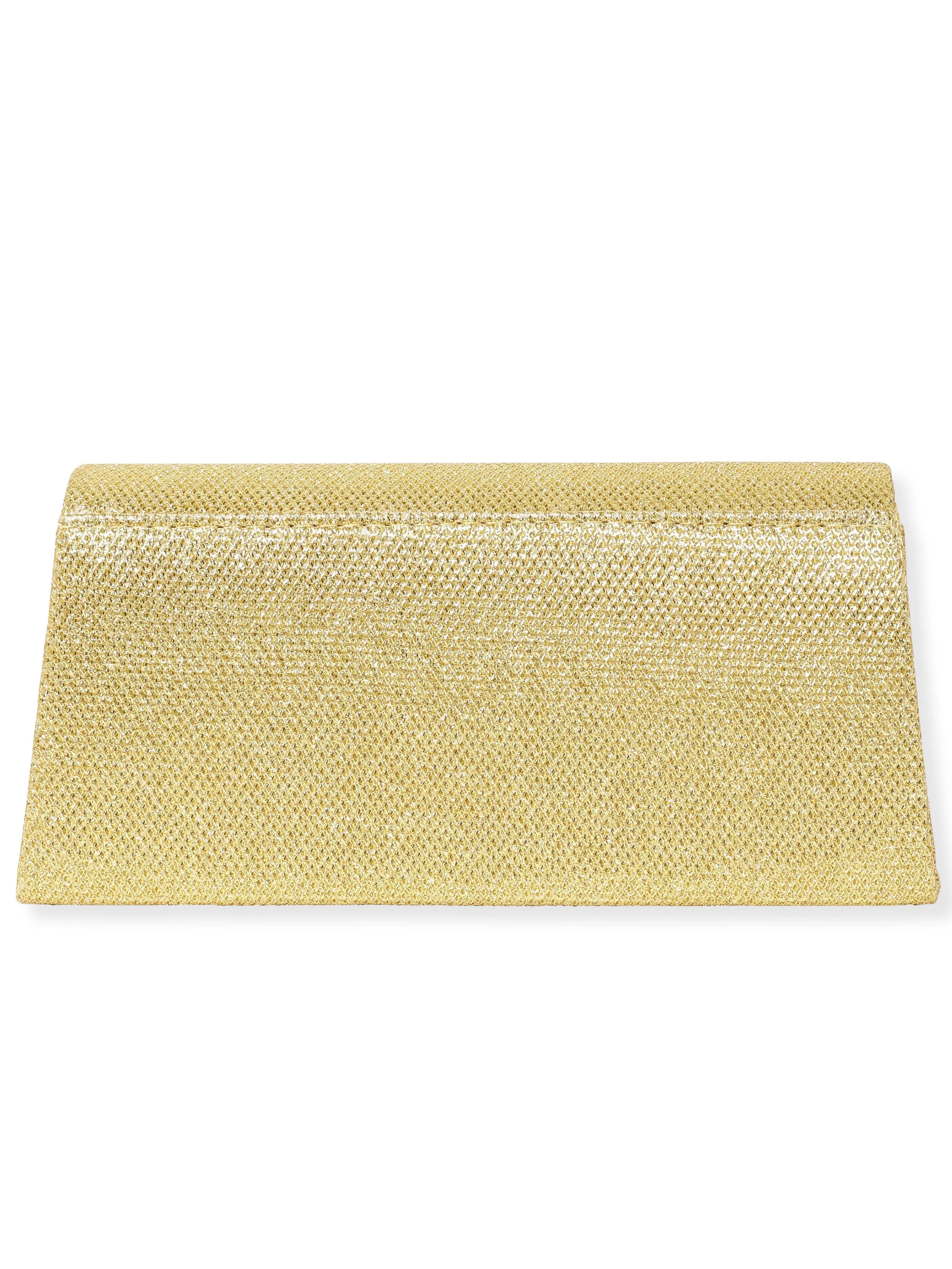 Rubans Timeless Glamour Handcrafted Beige Shimmery Clutch Bag