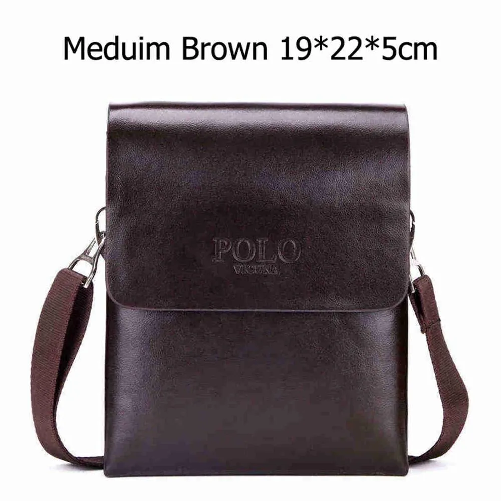 Solid Double Pocket Soft Leather Shoulder Bag