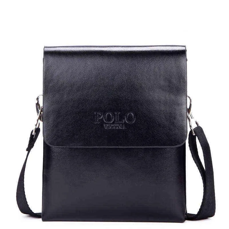 Solid Double Pocket Soft Leather Shoulder Bag