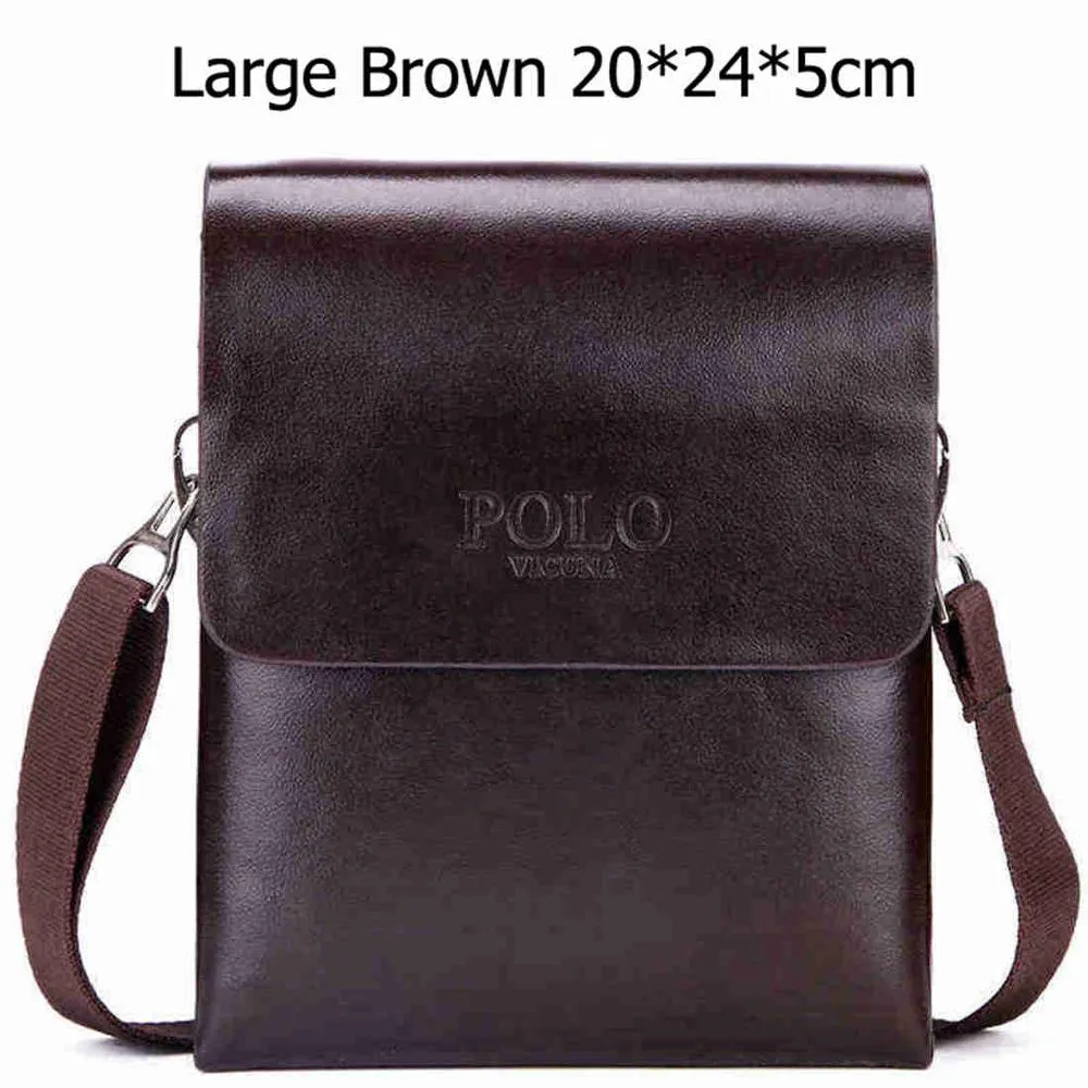 Solid Double Pocket Soft Leather Shoulder Bag