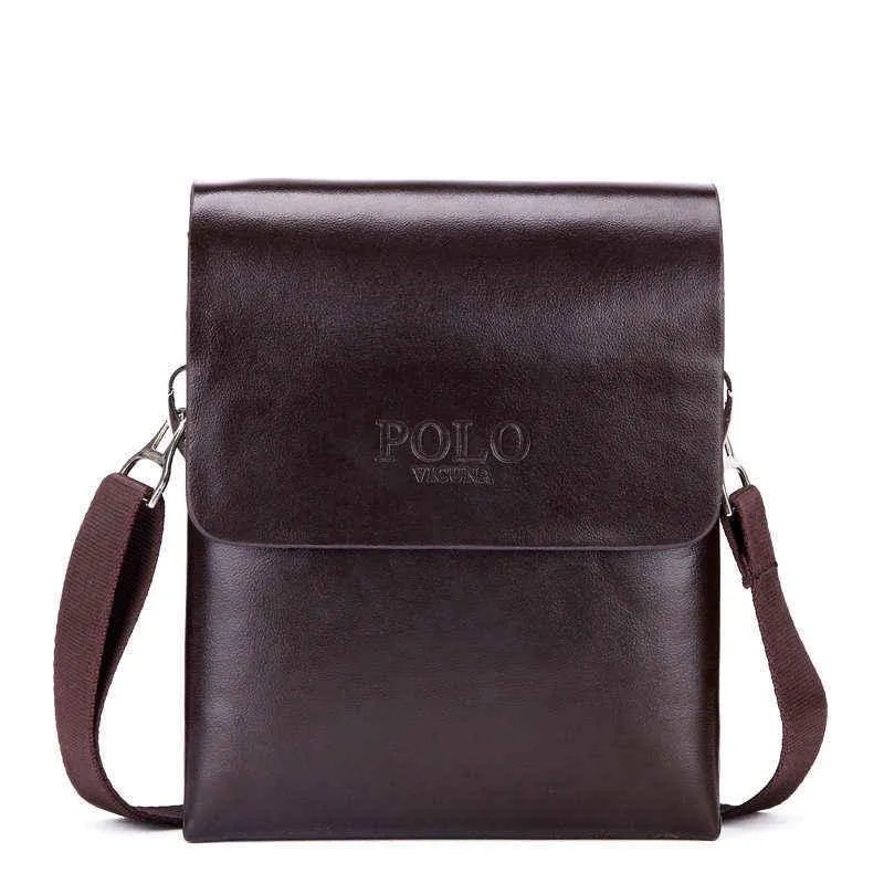 Solid Double Pocket Soft Leather Shoulder Bag