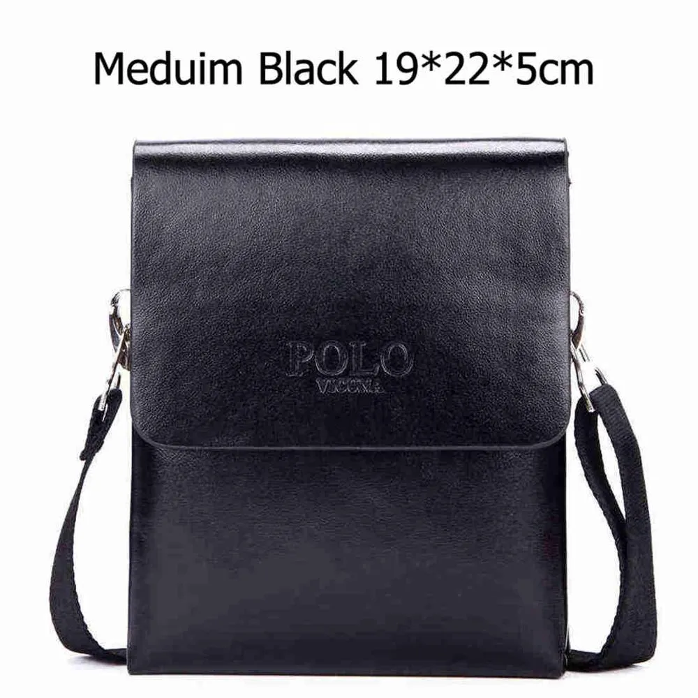 Solid Double Pocket Soft Leather Shoulder Bag