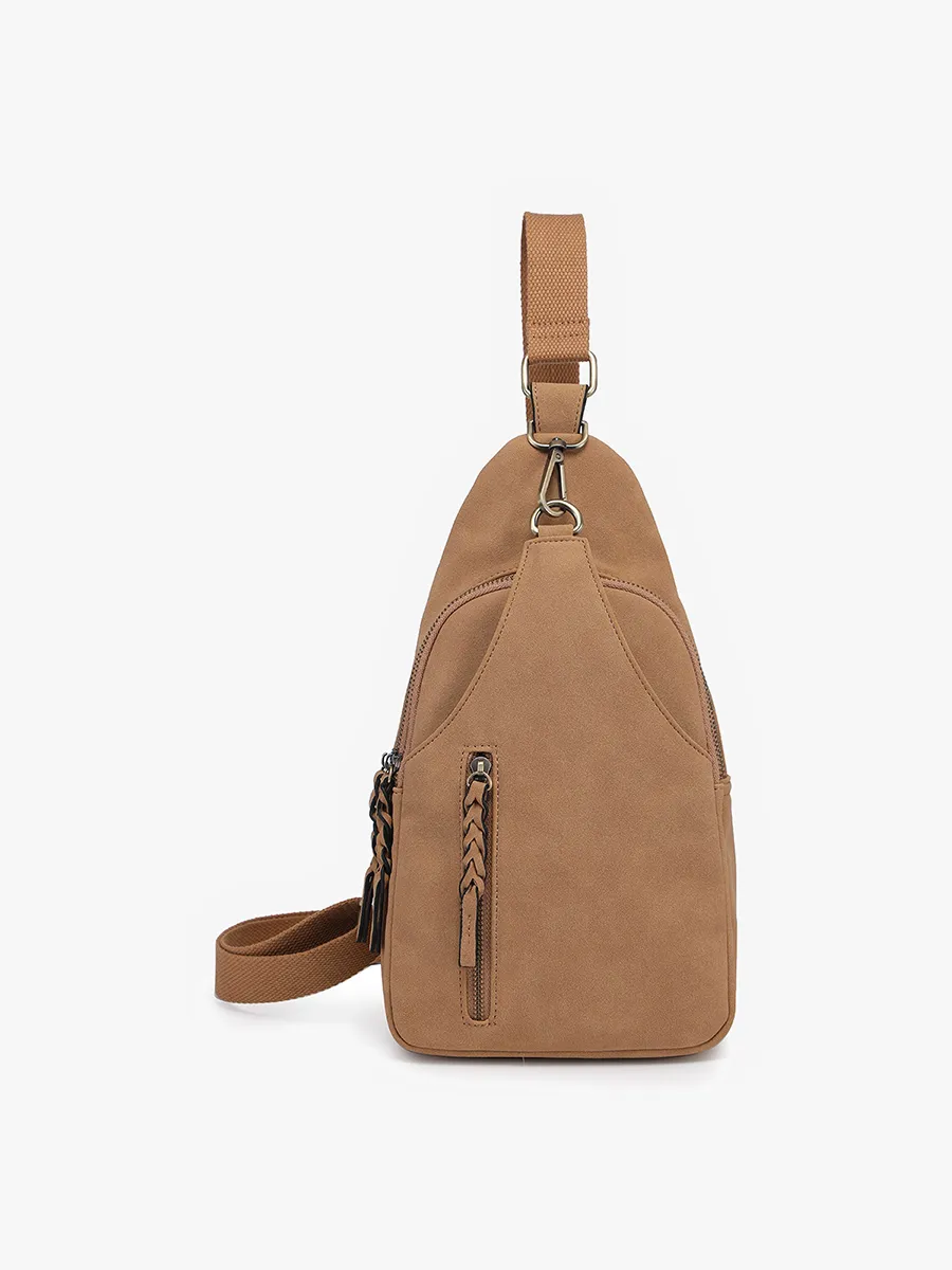 Tan Suede Nikki Sling Bag