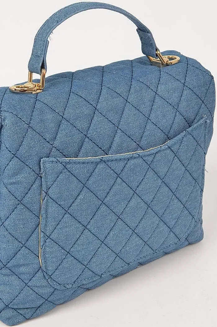 Tessa Quilted Denim Top Handle Crossbody Bag