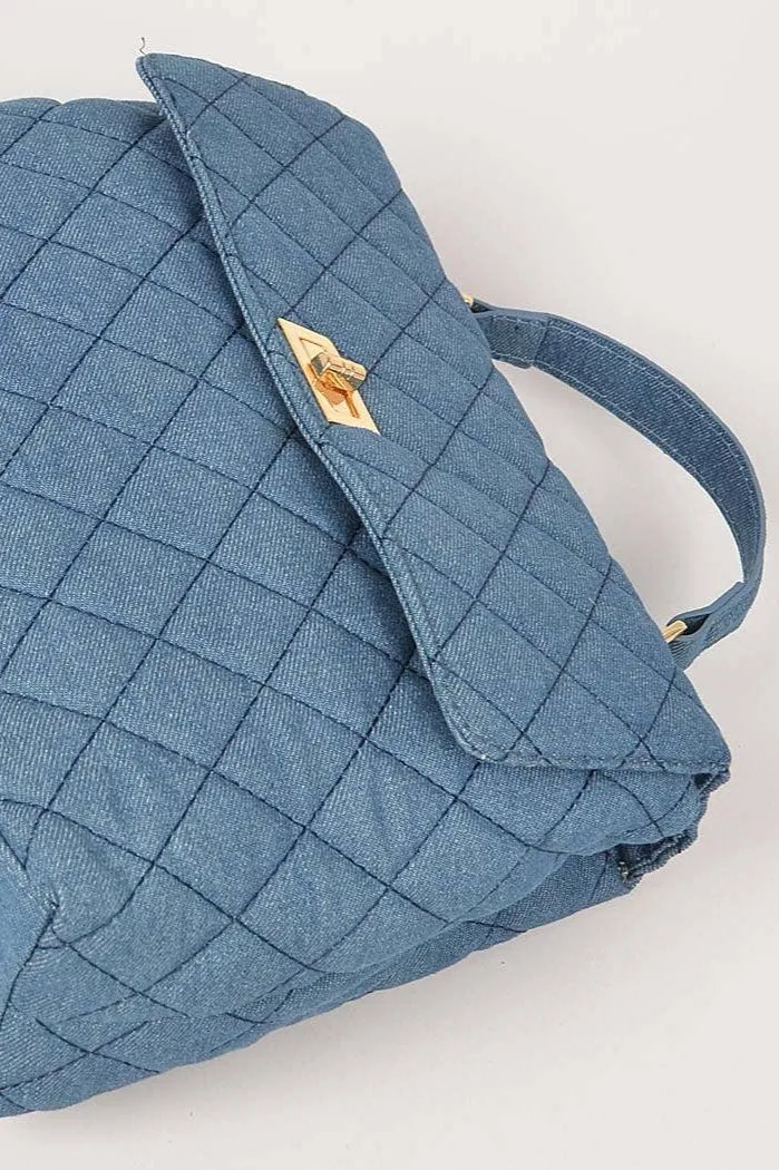 Tessa Quilted Denim Top Handle Crossbody Bag