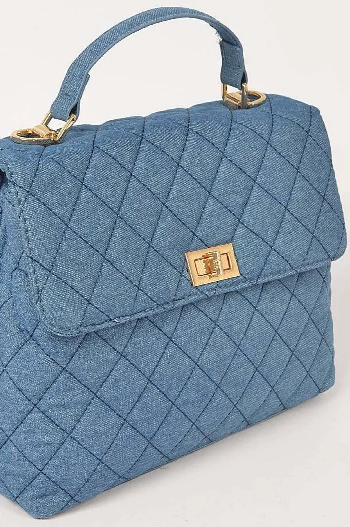 Tessa Quilted Denim Top Handle Crossbody Bag