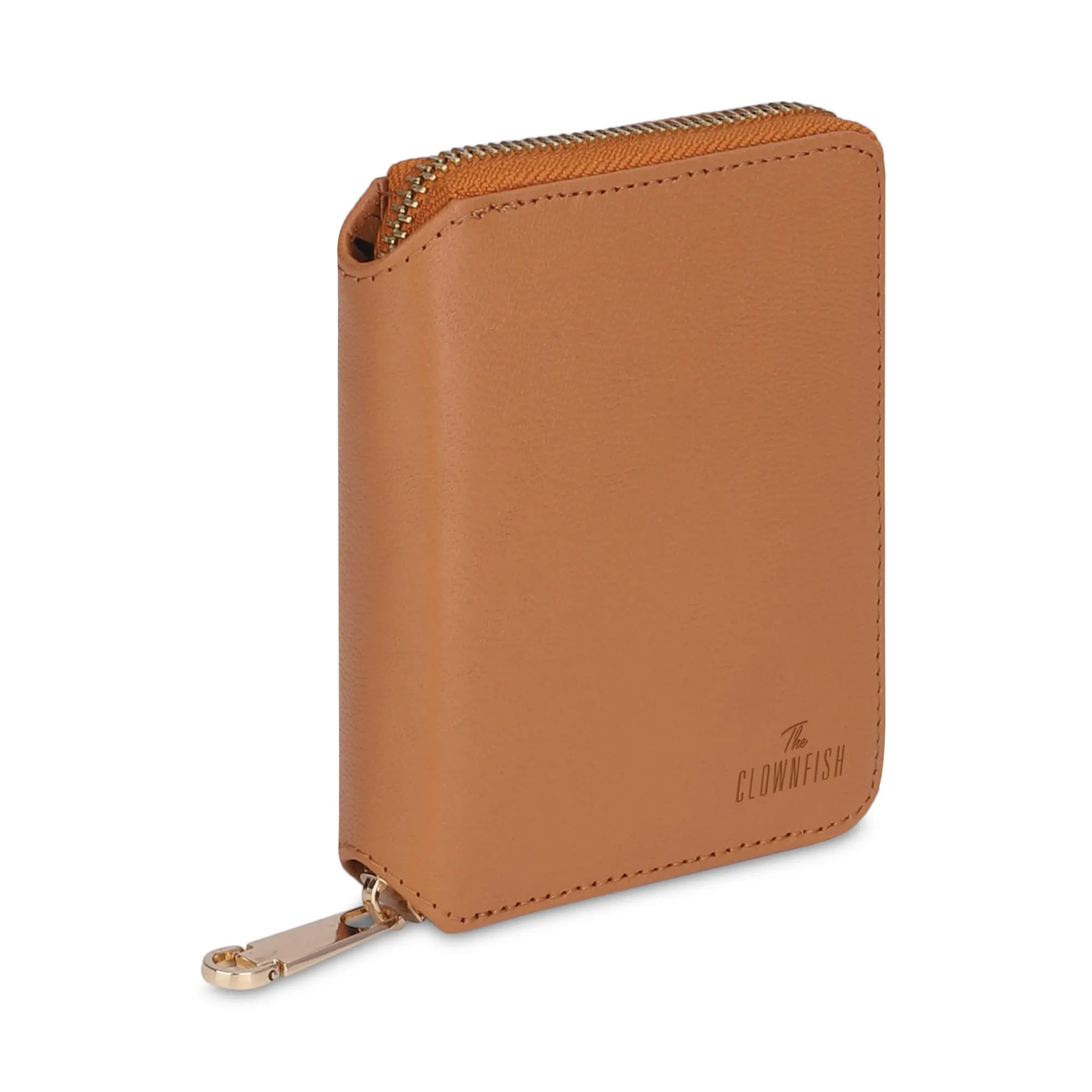 The Clownfish Zia Genuine Leather Bi-Fold Zip Around Wallet for Women with Multiple Card Slots & Coin Pocket (Rust)