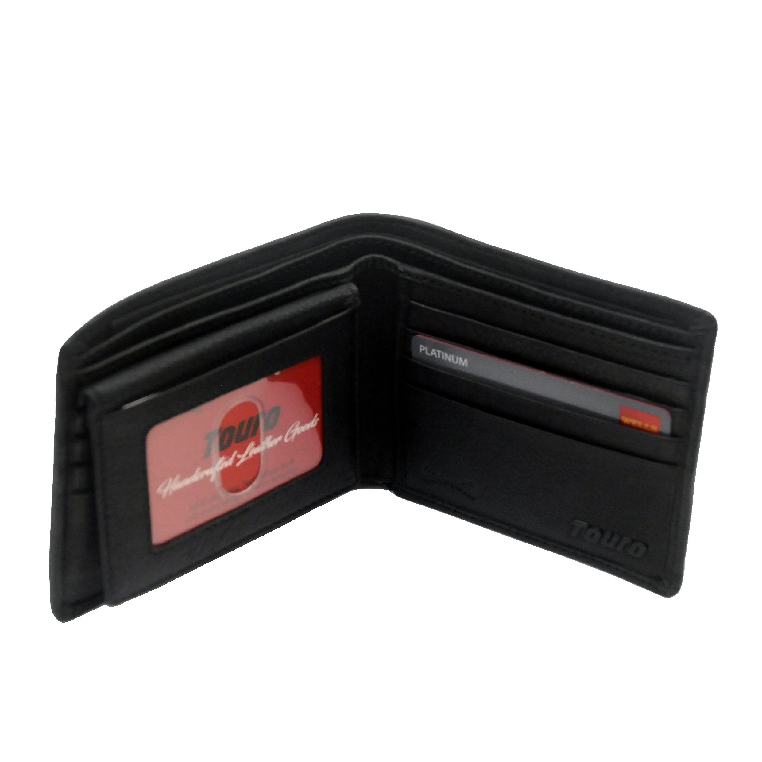 Touro Signature Leather Wallets Pebble Grain Flip ID Wallet