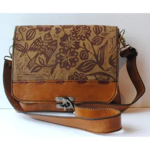 Uptown Messenger Handbag in Sparrow Print by Christina Hankins