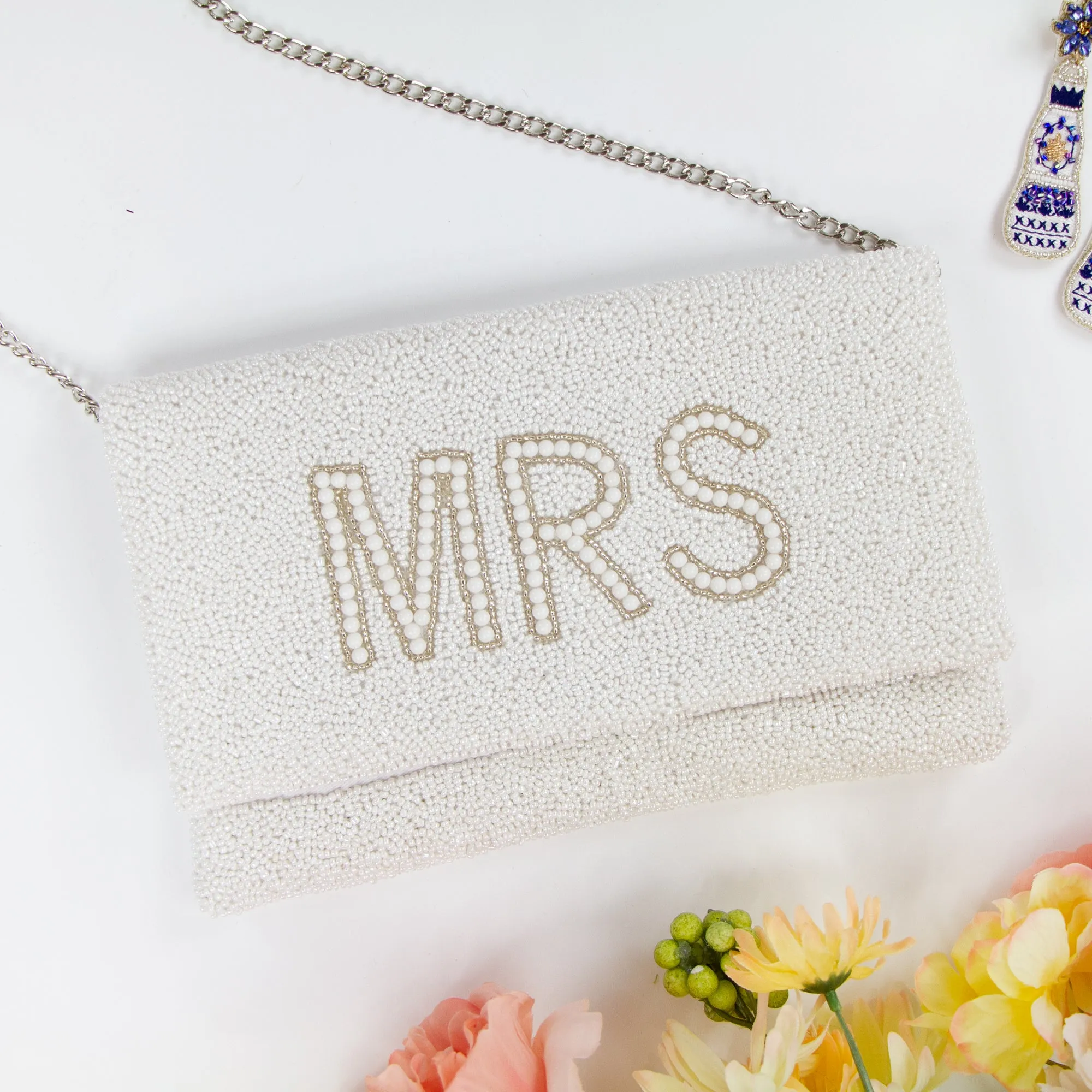 White MRS Clutch Purse