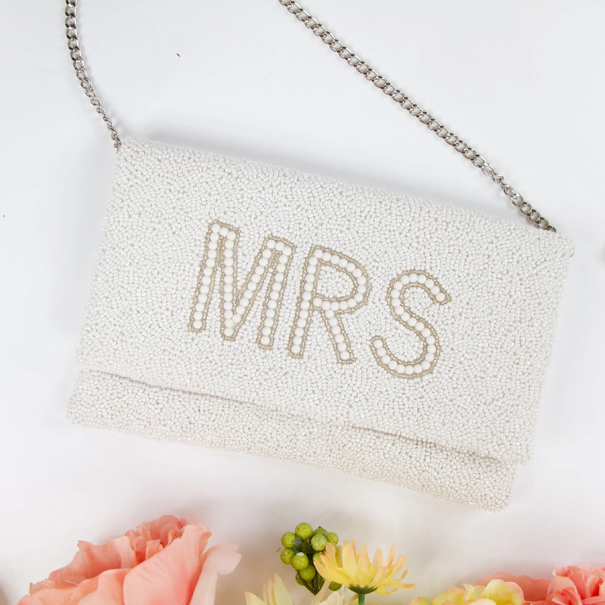 White MRS Clutch Purse