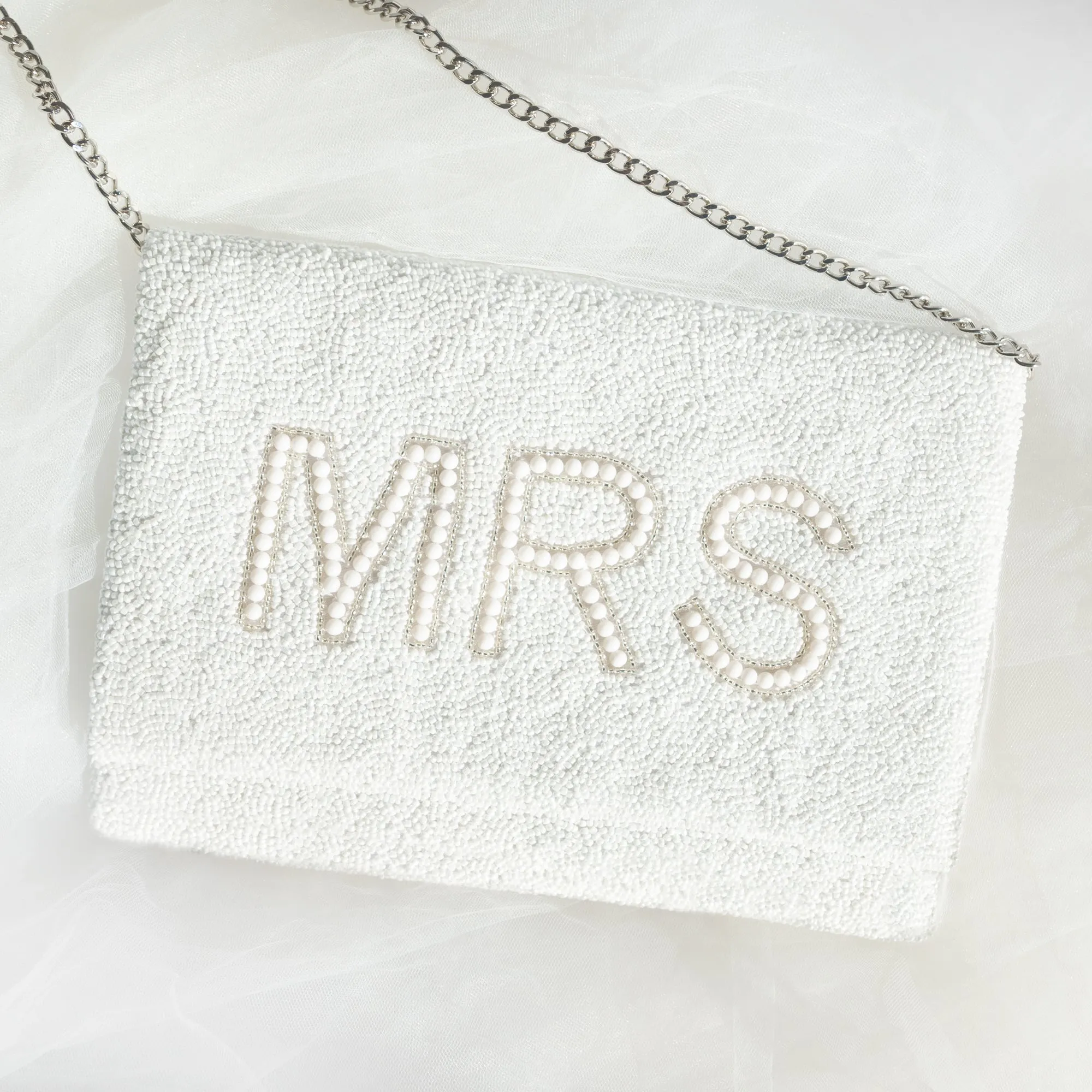 White MRS Clutch Purse